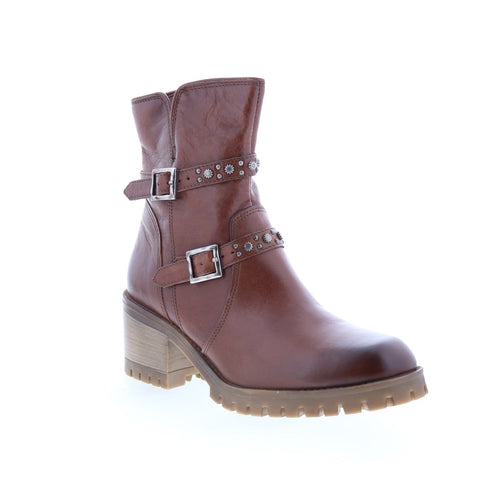 Miz Mooz Mary Womens Brown Leather Zipper Ankle & Booties Boots