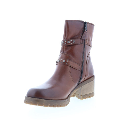 Miz Mooz Mary Womens Brown Leather Zipper Ankle & Booties Boots