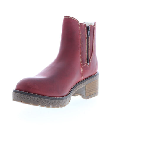 Bos. & Co. Masi Womens Red Leather Zipper Casual Dress Boots