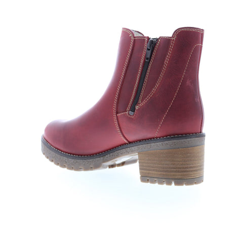 Bos. & Co. Masi Womens Red Leather Zipper Casual Dress Boots