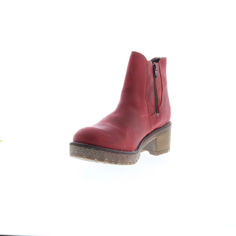Bos. & Co. Mass Womens Red Leather Zipper Casual Dress Boots