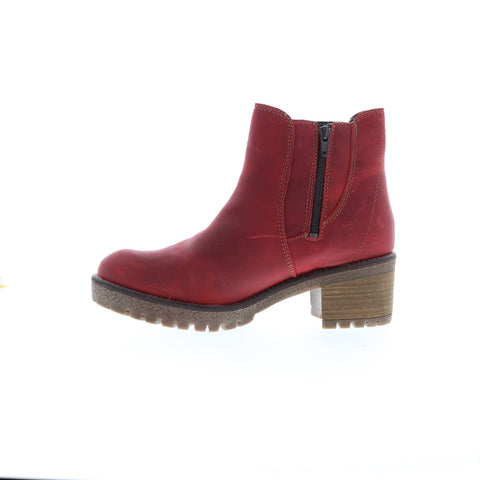 Bos. & Co. Mass Womens Red Leather Zipper Casual Dress Boots