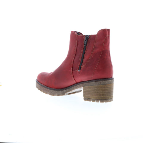Bos. & Co. Mass Womens Red Leather Zipper Casual Dress Boots