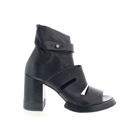 A.S. 98 Mattie Womens Black Leather Zipper Heeled Sandals Shoes