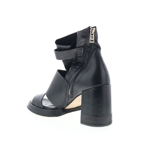 A.S. 98 Mattie Womens Black Leather Zipper Heeled Sandals Shoes