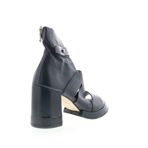 A.S. 98 Mattie Womens Black Leather Zipper Heeled Sandals Shoes