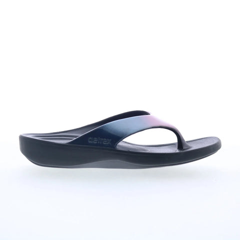 Aetrex Maui L3037W05 Womens Black Synthetic Slip On Flip-Flops Sandals Shoes