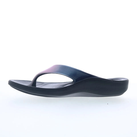 Aetrex Maui L3037W05 Womens Black Synthetic Slip On Flip-Flops Sandals Shoes