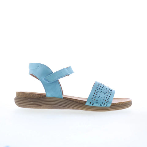 Miz Mooz Mave Womens Blue Leather Strap Sandals Shoes