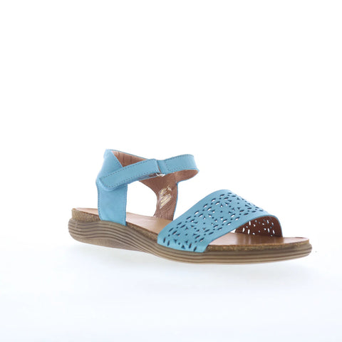 Miz Mooz Mave Womens Blue Leather Strap Sandals Shoes