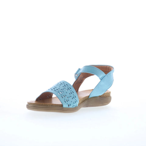 Miz Mooz Mave Womens Blue Leather Strap Sandals Shoes