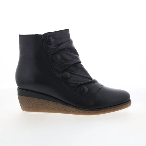 Miz Mooz Maxy Womens Black Leather Pull On Ankle & Booties Boots
