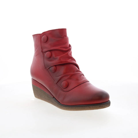 Miz Mooz Maxy Womens Red Leather Pull On Ankle & Booties Boots