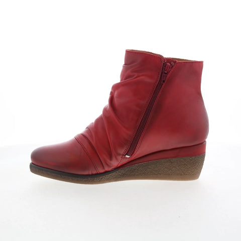 Miz Mooz Maxy Womens Red Leather Pull On Ankle & Booties Boots