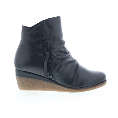 Miz Mooz Mayleen Womens Black Leather Zipper Ankle & Booties Boots