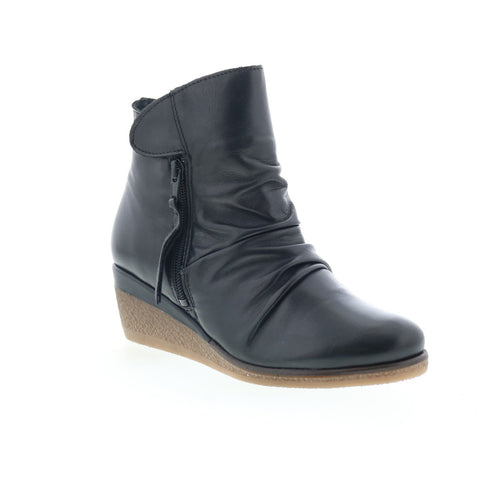 Miz Mooz Mayleen Womens Black Leather Zipper Ankle & Booties Boots