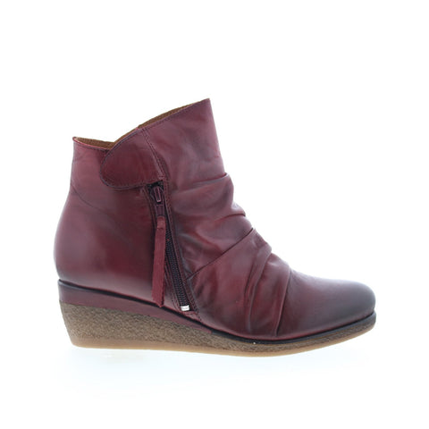 Miz Mooz Mayleen Womens Burgundy Leather Zipper Ankle & Booties Boots