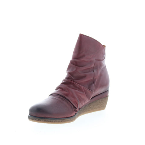Miz Mooz Mayleen Womens Burgundy Leather Zipper Ankle & Booties Boots