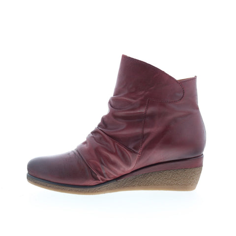 Miz Mooz Mayleen Womens Burgundy Leather Zipper Ankle & Booties Boots
