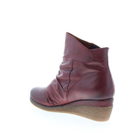Miz Mooz Mayleen Womens Burgundy Leather Zipper Ankle & Booties Boots