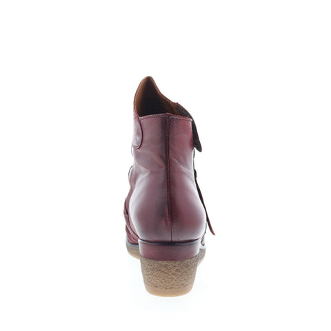 Miz Mooz Mayleen Womens Burgundy Leather Zipper Ankle & Booties Boots