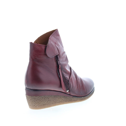 Miz Mooz Mayleen Womens Burgundy Leather Zipper Ankle & Booties Boots