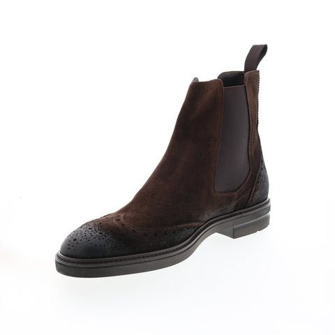 Bruno Magli Boston MB1BTND1 Mens Brown Suede Slip On Chelsea Boots