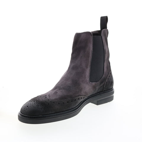 Bruno Magli Boston MB1BTNF1 Mens Gray Suede Slip On Chelsea Boots