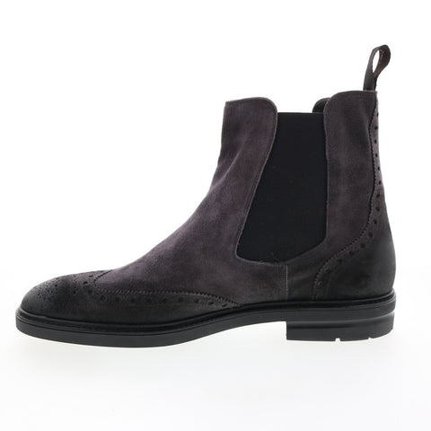 Bruno Magli Boston MB1BTNF1 Mens Gray Suede Slip On Chelsea Boots