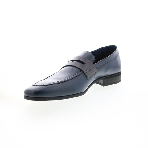 Bruno Magli Mineo MB1MINN0 Mens Blue Leather Loafers & Slip Ons Penny Shoes