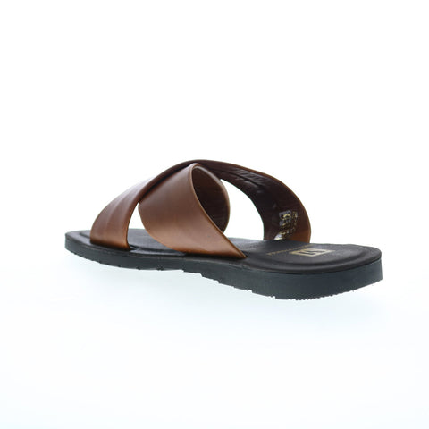 Bruno Magli Amato MB2AMAB0 Mens Brown Leather Slip On Slides Sandals Shoes