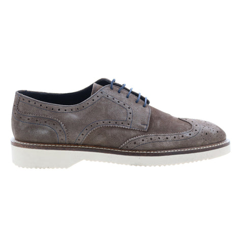 Bruno Magli Silvio MB2SILO1 Mens Gray Suede Oxfords Wingtip & Brogue Shoes