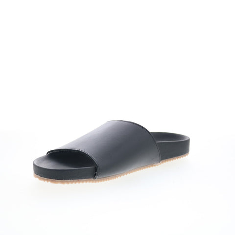 Bruno Magli Arthur MB5ATHA0 Mens Black Leather Slip On Slides Sandals Shoes