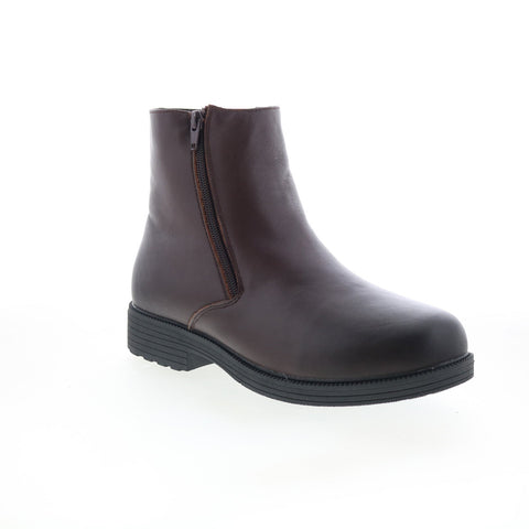 Propet Troy MBA005LBR Mens Brown Leather Zipper Casual Dress Boots