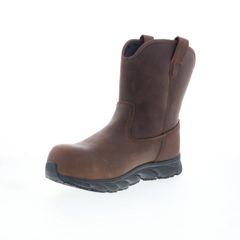 Propet Smith Composite Toe MBU004LBCH Mens Brown Leather Slip On Work Boots