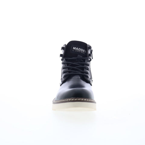 Steve Madden M-Damiro Mens Black Leather Lace Up Casual Dress Boots