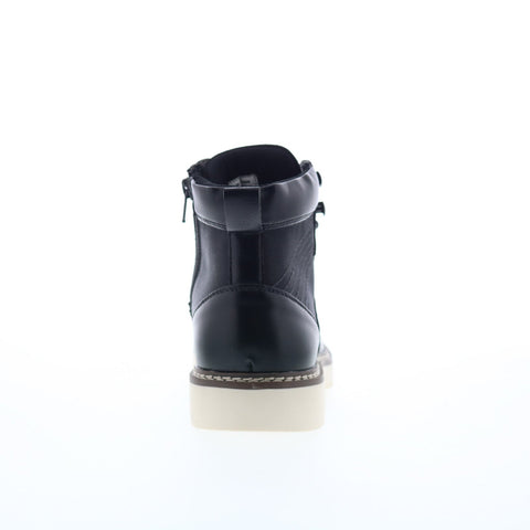 Steve Madden M-Damiro Mens Black Leather Lace Up Casual Dress Boots
