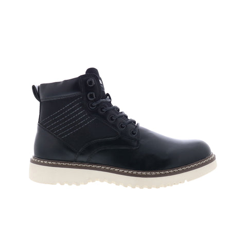 Steve Madden M-Damiro Mens Black Leather Lace Up Casual Dress Boots
