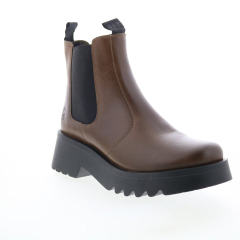 Fly London Medi MEDI789FLY-005 Womens Green Leather Slip On Chelsea Boots
