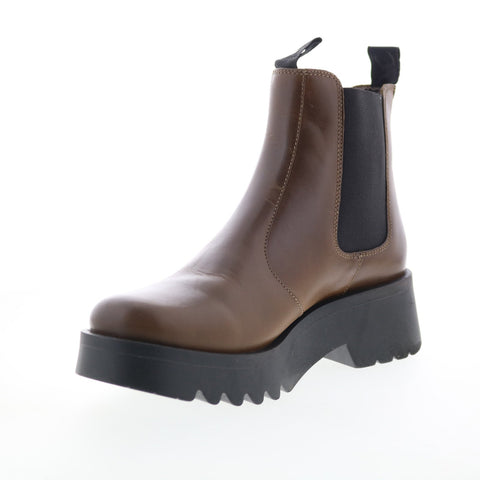 Fly London Medi MEDI789FLY-005 Womens Green Leather Slip On Chelsea Boots