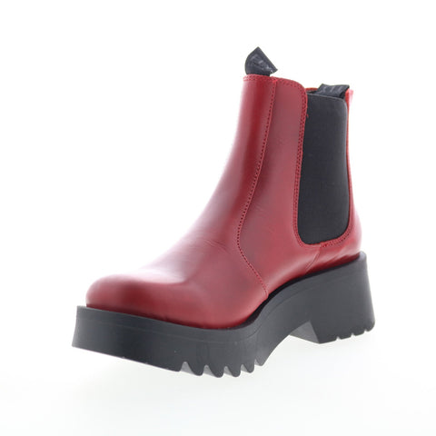 Fly London Medi MEDI789FLY-006 Womens Red Leather Slip On Chelsea Boots