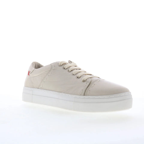 Miz Mooz Melisa Womens Beige Leather Lace Up Lifestyle Sneakers Shoes