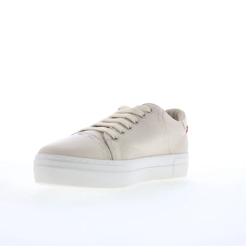 Miz Mooz Melisa Womens Beige Leather Lace Up Lifestyle Sneakers Shoes