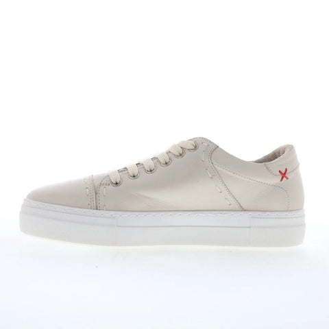 Miz Mooz Melisa Womens Beige Leather Lace Up Lifestyle Sneakers Shoes