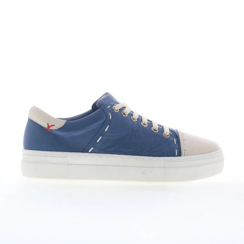 Miz Mooz Melisa Womens Blue Leather Lace Up Lifestyle Sneakers Shoes