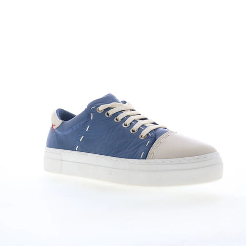 Miz Mooz Melisa Womens Blue Leather Lace Up Lifestyle Sneakers Shoes