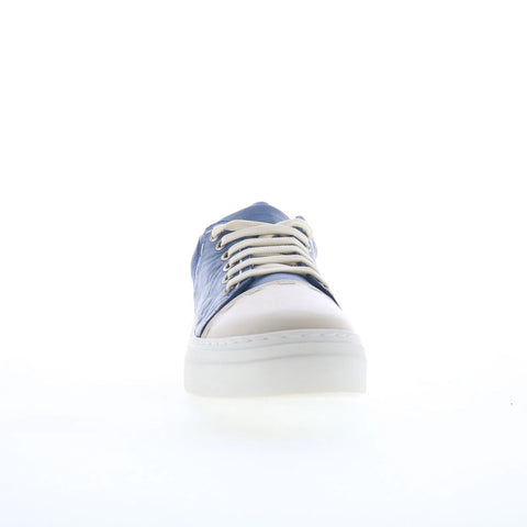 Miz Mooz Melisa Womens Blue Leather Lace Up Lifestyle Sneakers Shoes