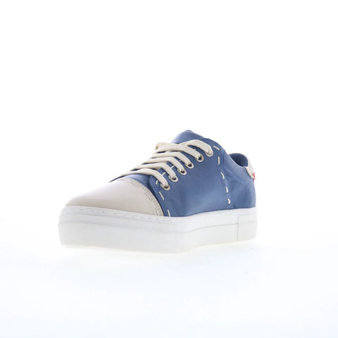 Miz Mooz Melisa Womens Blue Leather Lace Up Lifestyle Sneakers Shoes