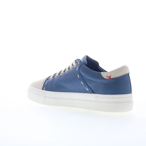 Miz Mooz Melisa Womens Blue Leather Lace Up Lifestyle Sneakers Shoes