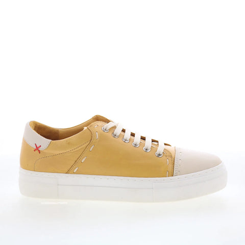 Miz Mooz Melisa Womens Yellow Leather Lace Up Lifestyle Sneakers Shoes